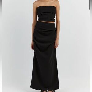 NILE BLACK ROUCHED MAXI SKIRT by DISSH